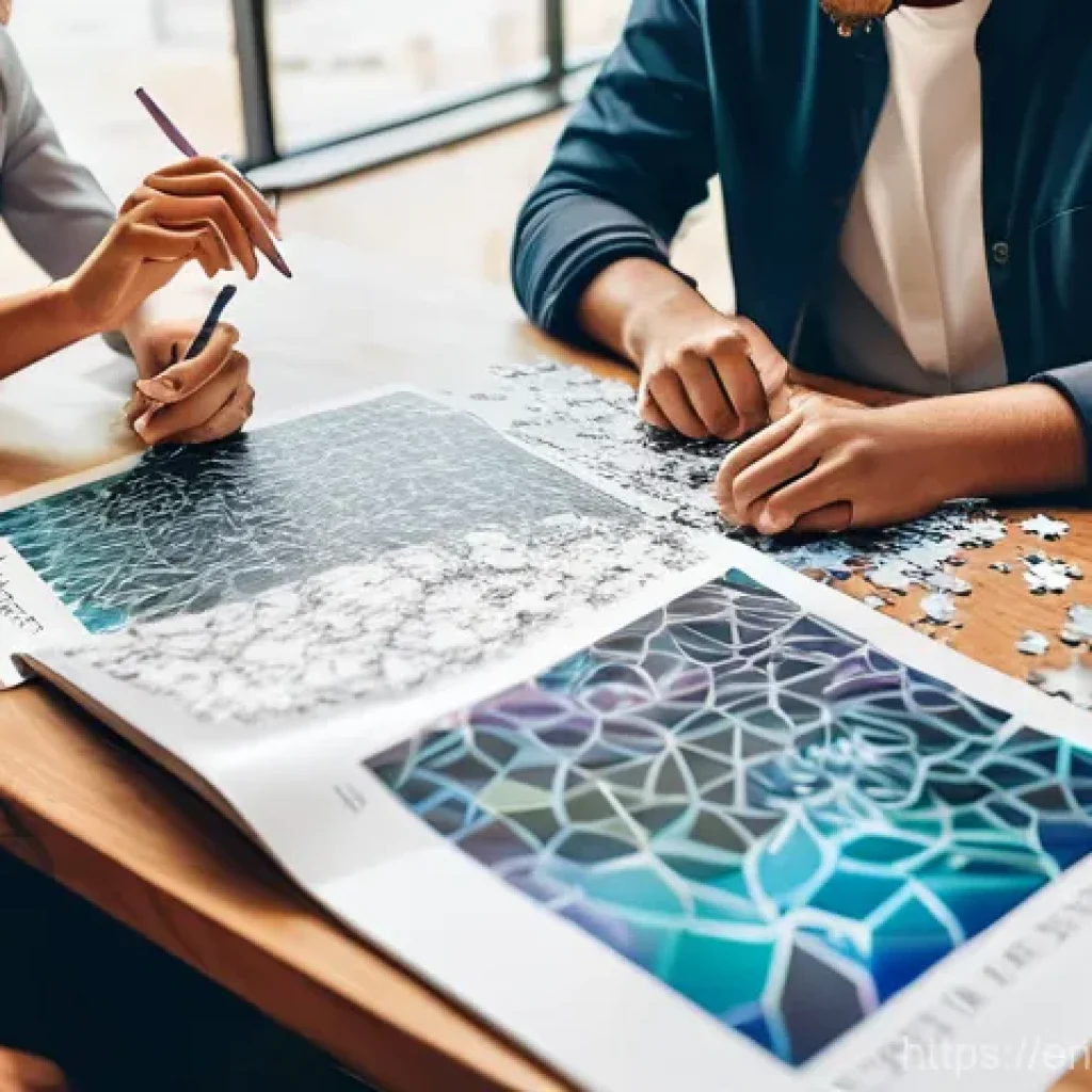 언론홍보 실무 가이드 - **Brand Narrative Unfurling:**
    "A vibrant, dynamic collage scene featuring diverse individuals, ...