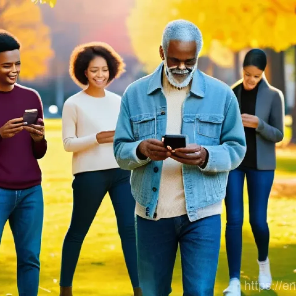 미디어 효과 이론 - **Prompt:** "A diverse group of individuals, ranging from young adults to seniors, are gathered in a...