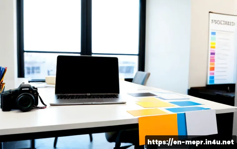 Home 17 콘텐츠 마케팅과 PR - Photorealistic content marketing workspace in a bright modern American office, marketing professiona...